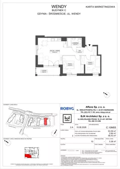 3 pokoje, mieszkanie 53,59 m², piętro 10, oferta nr C.10M05, WENDY - Budynek C, Gdynia, Śródmieście, Śródmieście, ul. Wendy 7-9