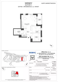 3 pokoje, mieszkanie 58,34 m², piętro 7, oferta nr C.7M03, WENDY - Budynek C, Gdynia, Śródmieście, Śródmieście, ul. Wendy 7-9