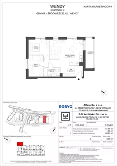 3 pokoje, mieszkanie 61,98 m², piętro 2, oferta nr C.2M01, WENDY - Budynek C, Gdynia, Śródmieście, Śródmieście, ul. Wendy 7-9