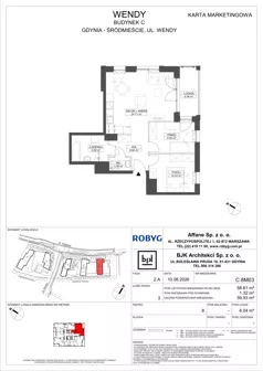 3 pokoje, mieszkanie 58,61 m², piętro 8, oferta nr C.8M03, WENDY - Budynek C, Gdynia, Śródmieście, Śródmieście, ul. Wendy 7-9