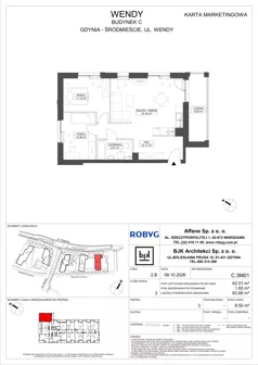 3 pokoje, mieszkanie 62,01 m², piętro 3, oferta nr C.3M01, WENDY - Budynek C, Gdynia, Śródmieście, Śródmieście, ul. Wendy 7-9