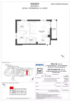 3 pokoje, mieszkanie 62,55 m², piętro 4, oferta nr C.4M01, WENDY - Budynek C, Gdynia, Śródmieście, Śródmieście, ul. Wendy 7-9