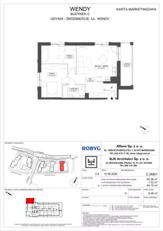 3 pokoje, mieszkanie 62,58 m², piętro 5, oferta nr C.5M01, WENDY - Budynek C, Gdynia, Śródmieście, Śródmieście, ul. Wendy 7-9