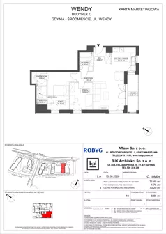 3 pokoje, mieszkanie 71,45 m², piętro 10, oferta nr C.10M04, WENDY - Budynek C, Gdynia, Śródmieście, Śródmieście, ul. Wendy 7-9