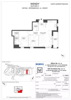 3 pokoje, mieszkanie 71,22 m², piętro 13, oferta nr C.13M03, WENDY - Budynek C, Gdynia, Śródmieście, Śródmieście, ul. Wendy 7-9