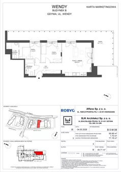 3 pokoje, mieszkanie 69,46 m², piętro 5, oferta nr B.5M08, WENDY - Budynek B, Gdynia, Śródmieście, Śródmieście, ul. Wendy