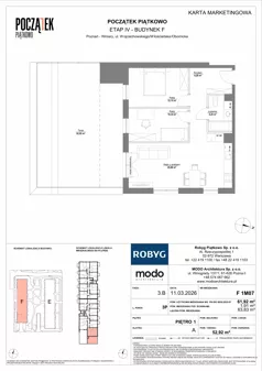 3 pokoje, mieszkanie 61,92 m², piętro 1, oferta nr F.1M07, Początek Piątkowo Budynek F, Poznań, Piątkowo, ul. Wojciechowskiego