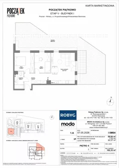 3 pokoje, mieszkanie 58,90 m², piętro 1, oferta nr I.1M05, Początek Piątkowo Budynek I, Poznań, Piątkowo, ul. Wojciechowskiego