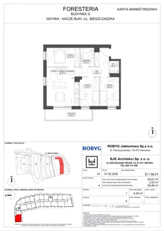 4 pokoje, mieszkanie 63,61 m², piętro 1, oferta nr D.1M01, Foresteria, Gdynia, Wielki Kack, Kacze Buki, ul. Bieszczadzka