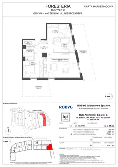 4 pokoje, mieszkanie 71,59 m², piętro 1, oferta nr D.1M12, Foresteria, Gdynia, Wielki Kack, Kacze Buki, ul. Bieszczadzka