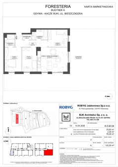 4 pokoje, mieszkanie 75,82 m², piętro 1, oferta nr A.1M05, Foresteria Etap A, Gdynia, Wielki Kack, Kacze Buki, ul. Bieszczadzka