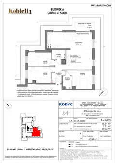 4 pokoje, mieszkanie 96,51 m², piętro 4, oferta nr A.4M03, KOBIELI 4, Gdańsk, Brzeźno, ul. Bogumiła Kobieli / Gdańska