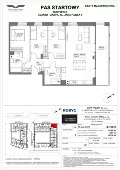4 pokoje, mieszkanie 83,65 m², piętro 1, oferta nr B.1M11, Pas Startowy, Gdańsk, Zaspa, Zaspa-Młyniec, al. Jana Pawła II