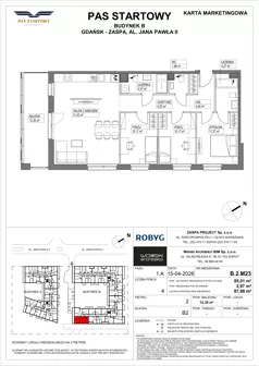 4 pokoje, mieszkanie 85,01 m², piętro 2, oferta nr B.2M23, Pas Startowy, Gdańsk, Zaspa, Zaspa-Młyniec, al. Jana Pawła II