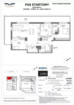 4 pokoje, mieszkanie 105,19 m², piętro 6, oferta nr A.6M02, Pas Startowy, Gdańsk, Zaspa, Zaspa-Młyniec, al. Jana Pawła II