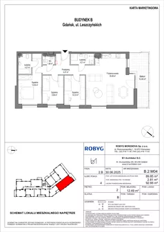4 pokoje, mieszkanie 89,85 m², piętro 2, oferta nr B.2M04, Leszczyńskich 2, Gdańsk, Zaspa, Zaspa-Rozstaje, ul. Leszczyńskich 2