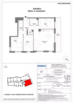 4 pokoje, mieszkanie 100,92 m², piętro 1, oferta nr A.1M09, Leszczyńskich 2, Gdańsk, Zaspa, Zaspa-Rozstaje, ul. Leszczyńskich 2