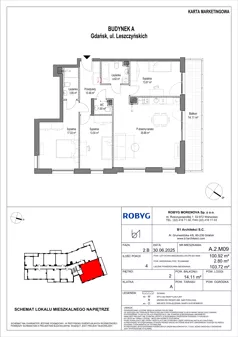 4 pokoje, mieszkanie 100,92 m², piętro 2, oferta nr A.2M09, Leszczyńskich 2, Gdańsk, Zaspa, Zaspa-Rozstaje, ul. Leszczyńskich 2