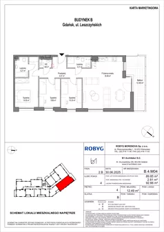 4 pokoje, mieszkanie 89,85 m², piętro 4, oferta nr B.4M04, Leszczyńskich 2, Gdańsk, Zaspa, Zaspa-Rozstaje, ul. Leszczyńskich 2