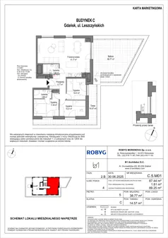 4 pokoje, mieszkanie 87,44 m², piętro 5, oferta nr C.5M01, Leszczyńskich 2, Gdańsk, Zaspa, Zaspa-Rozstaje, ul. Leszczyńskich 2
