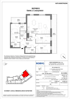 4 pokoje, mieszkanie 108,37 m², piętro 5, oferta nr B.5M02, Leszczyńskich 2, Gdańsk, Zaspa, Zaspa-Rozstaje, ul. Leszczyńskich 2