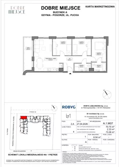 4 pokoje, mieszkanie 70,75 m², piętro 1, oferta nr A.1M07, Dobre Miejsce, Gdynia, Pogórze, Pogórze, ul. Pucka
