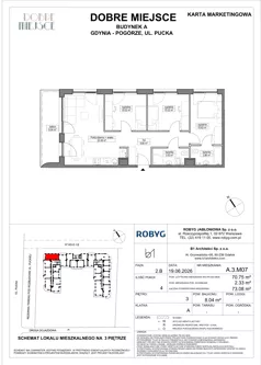 4 pokoje, mieszkanie 70,75 m², piętro 3, oferta nr A.3M07, Dobre Miejsce, Gdynia, Pogórze, Pogórze, ul. Pucka