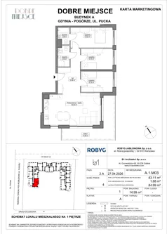 4 pokoje, mieszkanie 83,11 m², piętro 1, oferta nr A.1M03, Dobre Miejsce, Gdynia, Pogórze, Pogórze, ul. Pucka