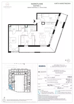 4 pokoje, mieszkanie 89,26 m², piętro 1, oferta nr J.1M03, Nadmotławie Apartments Budynek J, Gdańsk, Śródmieście, ul. Sienna Grobla