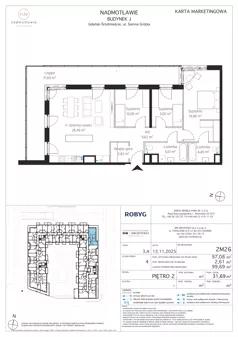 4 pokoje, mieszkanie 97,08 m², piętro 2, oferta nr J.2M26, Nadmotławie Apartments Budynek J, Gdańsk, Śródmieście, ul. Sienna Grobla