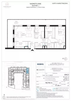 4 pokoje, mieszkanie 91,41 m², piętro 6, oferta nr J.6M22, Nadmotławie Apartments Budynek J, Gdańsk, Śródmieście, ul. Sienna Grobla