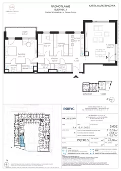 4 pokoje, mieszkanie 115,59 m², piętro 5, oferta nr J.5M02, Nadmotławie Apartments Budynek J, Gdańsk, Śródmieście, ul. Sienna Grobla