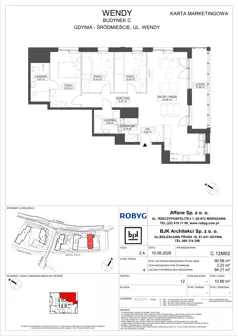 4 pokoje, mieszkanie 90,98 m², piętro 12, oferta nr C.12M02, WENDY - Budynek C, Gdynia, Śródmieście, Śródmieście, ul. Wendy 7-9