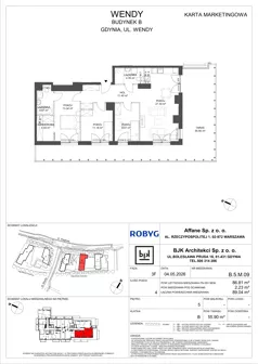 4 pokoje, mieszkanie 86,81 m², piętro 5, oferta nr B.5M09, WENDY - Budynek B, Gdynia, Śródmieście, Śródmieście, ul. Wendy