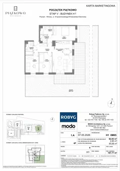 4 pokoje, mieszkanie 82,98 m², piętro 1, oferta nr H1.1M05, Piątkowo Residence, Poznań, Piątkowo, Piątkowo, ul. Wojciechowskiego