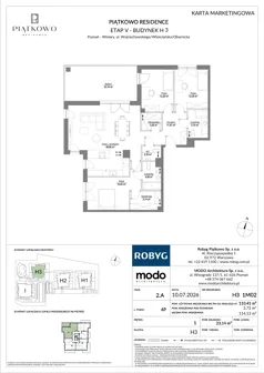 4 pokoje, mieszkanie 110,41 m², piętro 1, oferta nr H3.1M02, Piątkowo Residence, Poznań, Piątkowo, Piątkowo, ul. Wojciechowskiego