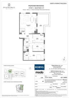 4 pokoje, mieszkanie 109,79 m², piętro 3, oferta nr H3.3M03, Piątkowo Residence, Poznań, Piątkowo, Piątkowo, ul. Wojciechowskiego