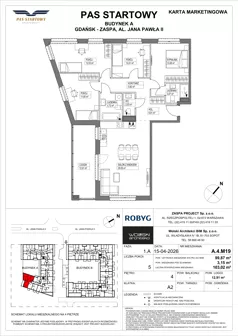 5 pokoi, mieszkanie 99,87 m², piętro 4, oferta nr A.4M19, Pas Startowy, Gdańsk, Zaspa, Zaspa-Młyniec, al. Jana Pawła II