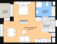 1 pokój, mieszkanie 40,68 m², piętro 3, oferta nr A.3M11, WENDY, Gdynia, Śródmieście, Śródmieście, ul. Wendy 7/9