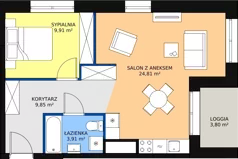2 pokoje, mieszkanie 48,55 m², piętro 4, oferta nr A.4M03, WENDY, Gdynia, Śródmieście, Śródmieście, ul. Wendy 7/9