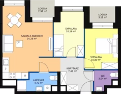 3 pokoje, mieszkanie 61,01 m², piętro 2, oferta nr A.2M15, WENDY, Gdynia, Śródmieście, Śródmieście, ul. Wendy 7/9
