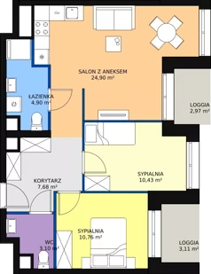 3 pokoje, mieszkanie 62,14 m², piętro 6, oferta nr A.6M05, WENDY, Gdynia, Śródmieście, Śródmieście, ul. Wendy 7/9