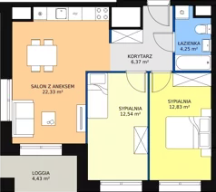 3 pokoje, mieszkanie 58,46 m², piętro 10, oferta nr A.10M02, WENDY, Gdynia, Śródmieście, Śródmieście, ul. Wendy 7/9