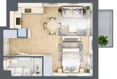 1 pokój, mieszkanie 33,71 m², piętro 1, oferta nr C.1M04, Foresteria, Gdynia, Wielki Kack, Kacze Buki, ul. Bieszczadzka