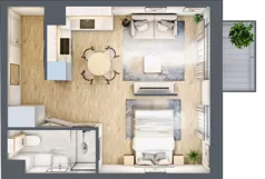 1 pokój, mieszkanie 34,67 m², piętro 3, oferta nr C.3M08, Foresteria, Gdynia, Wielki Kack, Kacze Buki, ul. Bieszczadzka