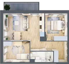 3 pokoje, mieszkanie 55,30 m², piętro 1, oferta nr C.1M03, Foresteria, Gdynia, Wielki Kack, Kacze Buki, ul. Bieszczadzka