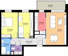 3 pokoje, mieszkanie 67,36 m², piętro 3, oferta nr I.3M06, Nadmotławie Apartments Budynek I, Gdańsk, Śródmieście, ul. Sienna Grobla