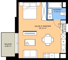 1 pokój, mieszkanie 35,63 m², piętro 2, oferta nr I.2M29, Nadmotławie Apartments Budynek I, Gdańsk, Śródmieście, ul. Sienna Grobla