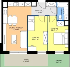 3 pokoje, mieszkanie 55,62 m², piętro 1, oferta nr I.1M26, Nadmotławie Apartments Budynek I, Gdańsk, Śródmieście, ul. Sienna Grobla