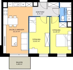 3 pokoje, mieszkanie 55,62 m², piętro 3, oferta nr I.3M28, Nadmotławie Apartments Budynek I, Gdańsk, Śródmieście, ul. Sienna Grobla
